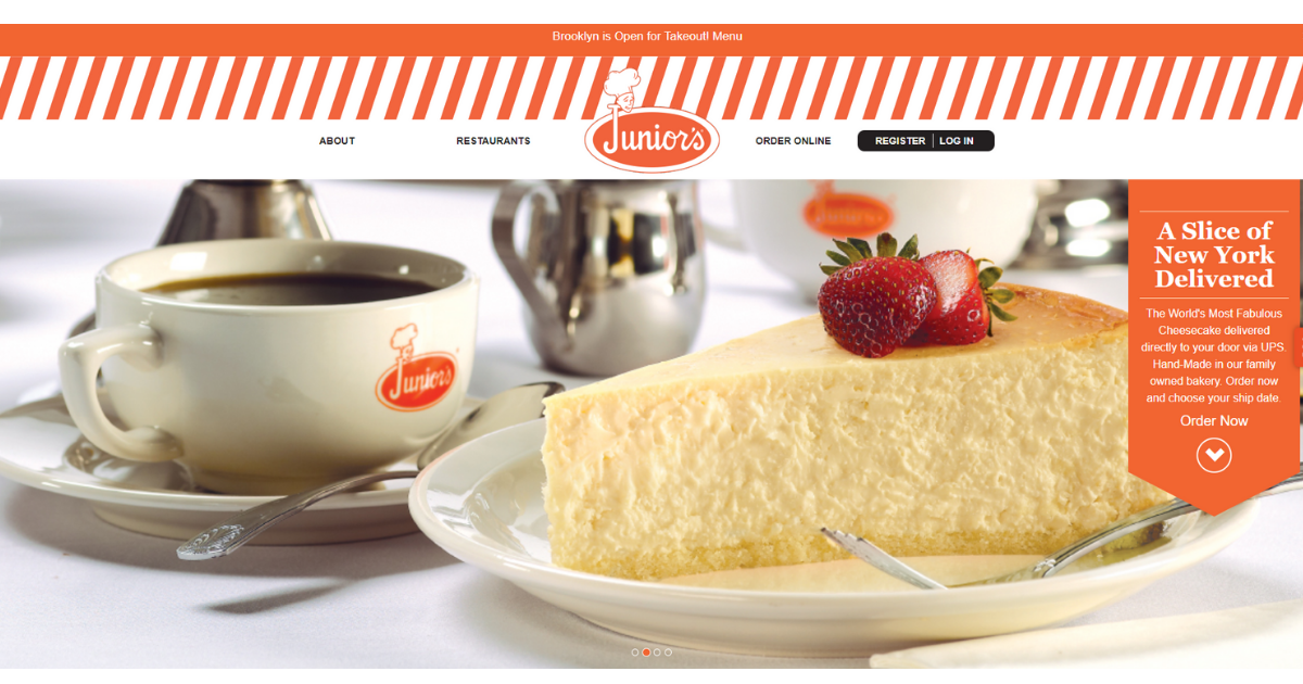 Junior's bakery вебсайт